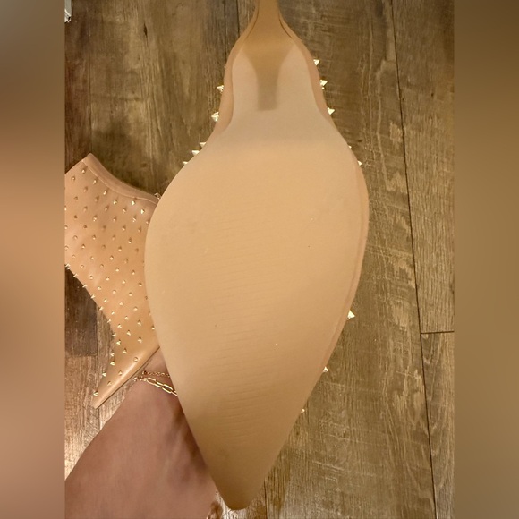 Gold Studded Stiletto Ankle Boots, Tan Nude, Size 8.5 NWOT - Picture 5 of 7